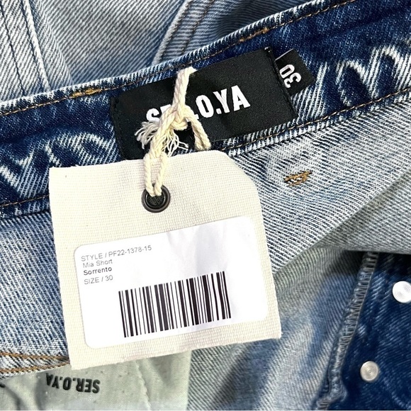 NWT RETROFETE SEROYA 90s High Waist Ripped Distressed Denim Cutoff Jean Short 30 - Picture 9 of 10